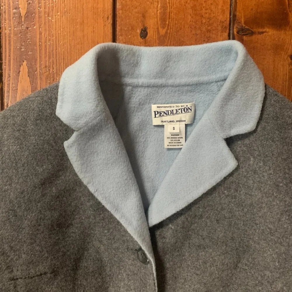 Pendleton Gray Light Blue Reversible Women's Small Button Down Cardigan EUC